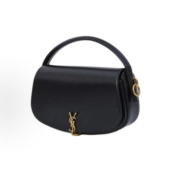SAINT LAURENT bronze metal hardware handbag for women in black